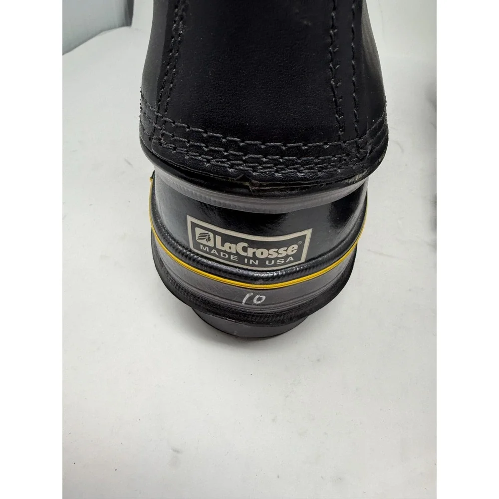 Hoffman LaCrosse Hunting Boots USA Made Size 10 Black Leather Rubber Waterproof